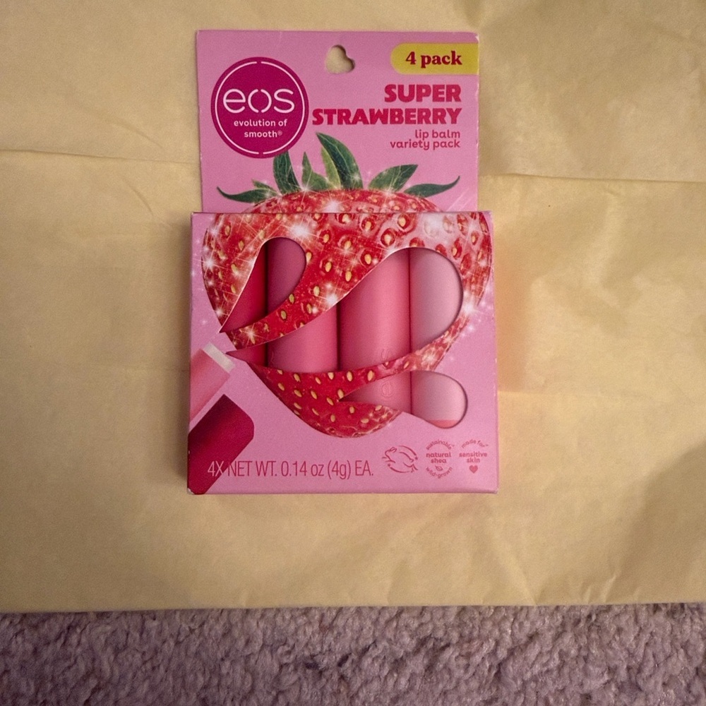 eos Super Strawberry Lip Balm Set - 4 pack